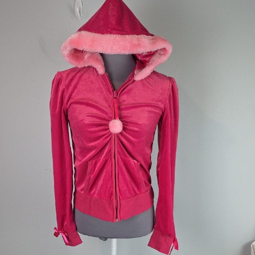 Vintage Victoria's Secret Velvet SANTA BABY hoodie jacket size small